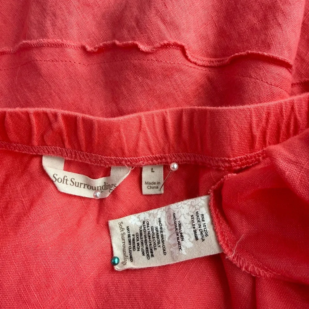 Soft Surroundings Skirt Linen Pull-On Coral (L) - Picture 5 of 7